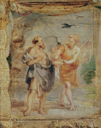 Elia erhält Brot und Wasser von einem Engel, ca. 1626-28 von Peter Paul Rubens